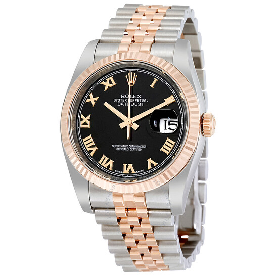 Rolex Oyster Perpetual Datejust 36 Black Dial Stainless Steel and 18K Everose Gold Bracelet Automatic Men’s Watch 116231BKDO