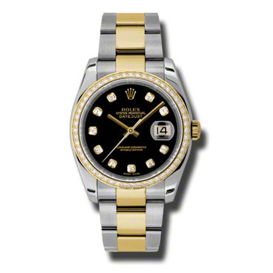 Rolex Oyster Perpetual Datejust 36 Black Dial Stainless Steel and 18K Yellow Gold Bracelet Automatic Ladies Watch 116243BKDO