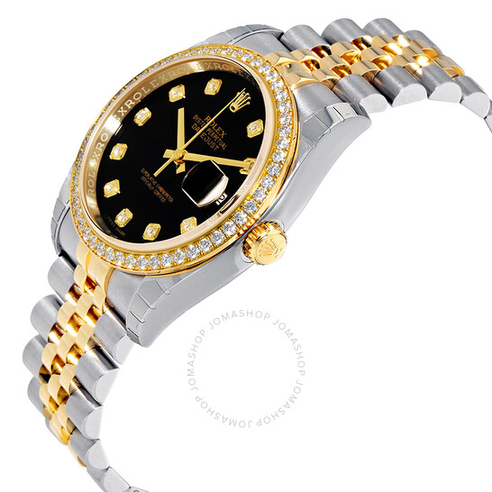 Rolex Oyster Perpetual Datejust 36 Black Dial Stainless Steel and 18K Yellow Gold Jubilee Bracelet Automatic Ladies Watch 116243BKDJ