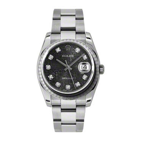 Rolex Oyster Perpetual Datejust 36 Black Dial Stainless Steel Bracelet Automatic Ladies Watch 116244BKSO