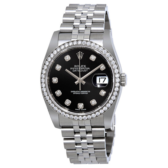 Rolex Oyster Perpetual Datejust 36 Black Dial Stainless Steel Jubilee Bracelet Automatic Ladies Watch 116244BKDJ