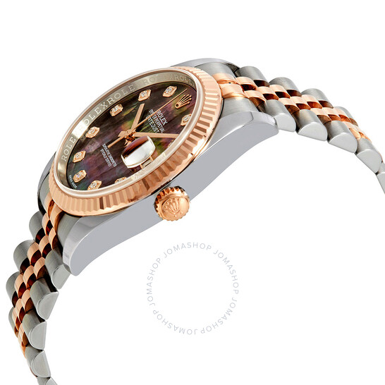 Rolex Oyster Perpetual Datejust 36 Black Mother of Pearl Dial Stainless Steel and 18K Everose Gold Jubilee Bracelet Automatic Ladies Watch 116231BKMDJ