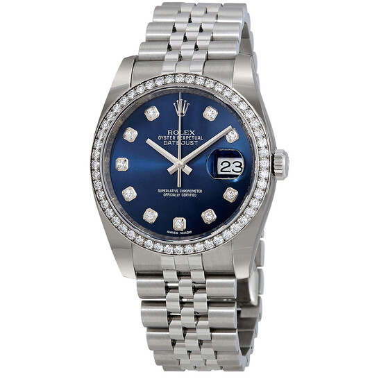 Rolex Oyster Perpetual Datejust 36 Blue Dial Stainless Steel Bracelet Automatic Ladies Watch 116244BLJDO