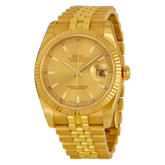 Rolex Oyster Perpetual Datejust 36 Champagne Dial 18K Yellow Gold Automatic Men’s Watch 116238CSJ