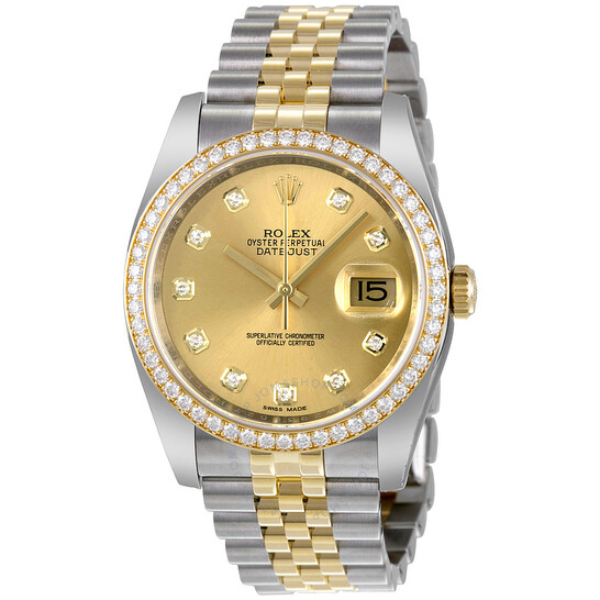 Rolex Oyster Perpetual Datejust 36 Champagne Dial Stainless Steel and 18K Yellow Gold Jubilee Bracelet Automatic Ladies Watch 116243CSBRJ