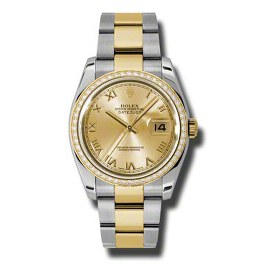 Rolex Oyster Perpetual Datejust 36 Champagne Dial Stainless Steel and 18K Yellow Gold Bracelet Automatic Ladies Watch 116243CRO