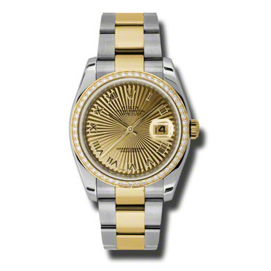 Rolex Oyster Perpetual Datejust 36 Champagne Dial Stainless Steel and 18K Yellow Gold Bracelet Automatic Ladies Watch 116243CSBRO