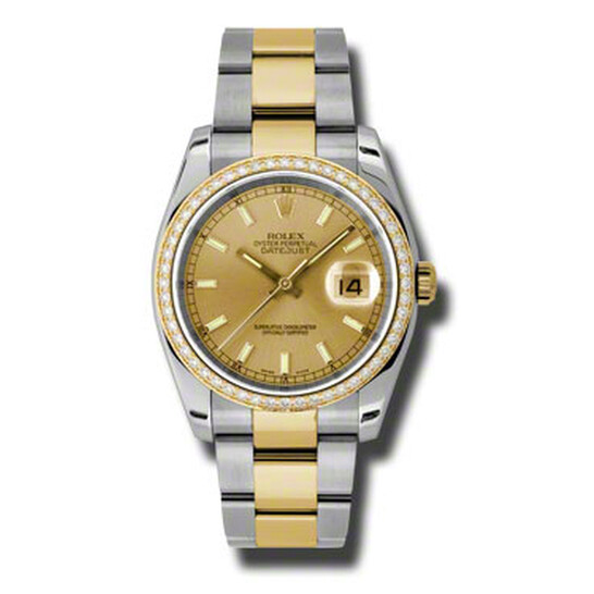 Rolex Oyster Perpetual Datejust 36 Champagne Dial Stainless Steel and 18K Yellow Gold Bracelet Automatic Ladies Watch 116243CSO