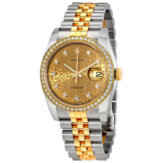 Rolex Oyster Perpetual Datejust 36 Champagne Dial Stainless Steel and 18K Yellow Gold Jubilee Bracelet Automatic Ladies Watch 116243CSBRJ