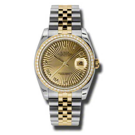 Rolex Oyster Perpetual Datejust 36 Grey Dial Stainless Steel and 18K Yellow Gold Bracelet Automatic Ladies Watch 116243GYSBRO