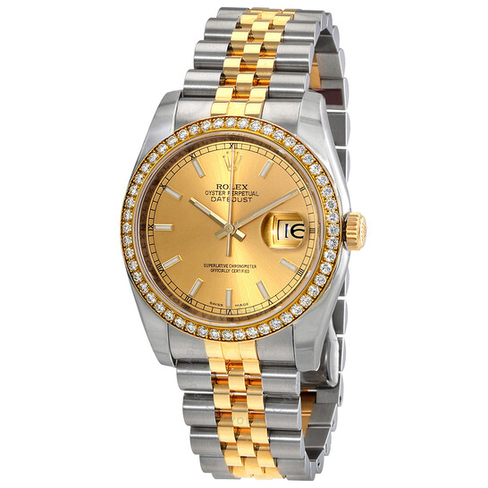 Rolex Oyster Perpetual Datejust 36 Grey Dial Stainless Steel and 18K Yellow Gold Bracelet Automatic Ladies Watch 116243GYSBRO