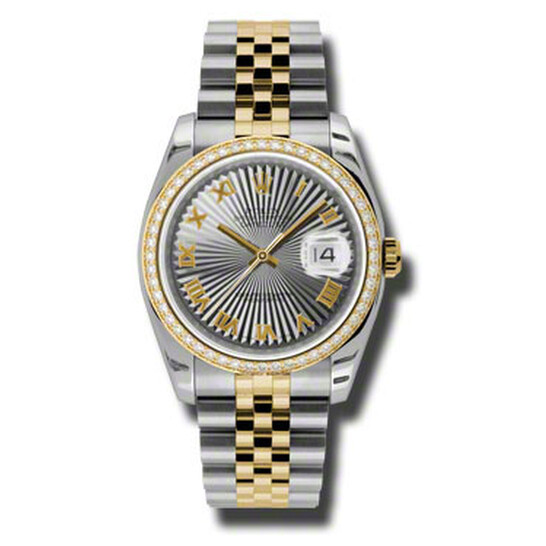 Rolex Oyster Perpetual Datejust 36 Grey Dial Stainless Steel and 18K Yellow Gold Jubilee Bracelet Automatic Ladies Watch 116243GSBRJ