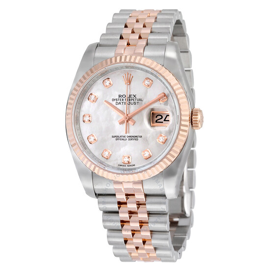 Rolex Oyster Perpetual Datejust 36 Mother of Pearl Dial Stainless Steel and 18K Everose Gold Jubilee Bracelet Automatic Men’s Watch 116231MDJ