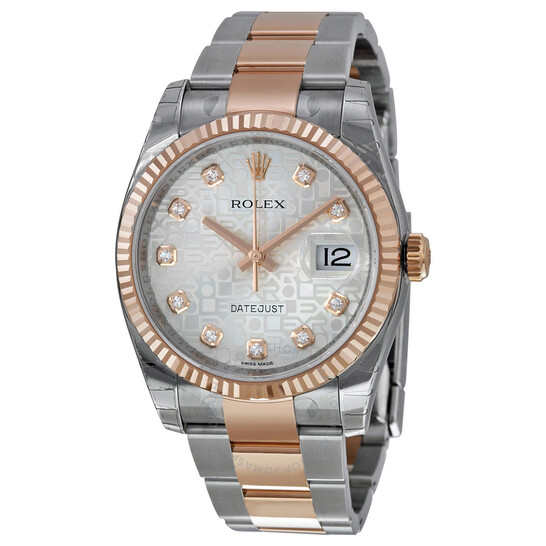 Rolex Oyster Perpetual Datejust 36 Pink Wave Dial Stainless Steel Bracelet Automatic Ladies Watch 116244PWSDAO