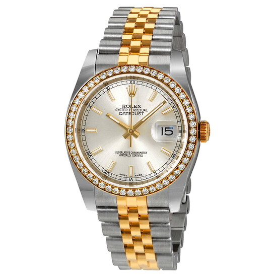 Rolex Oyster Perpetual Datejust 36 Silver Dial Stainless Steel and 18K Yellow Gold Jubilee Bracelet Automatic Ladies Watch 116243SSJ