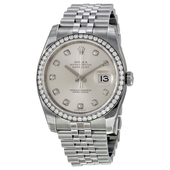 Rolex Oyster Perpetual Datejust 36 Silver Dial Stainless Steel Bracelet Automatic Ladies Watch 116244SRO