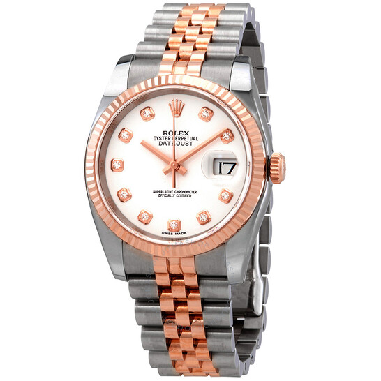 Rolex Oyster Perpetual Datejust 36 White Dial Stainless Steel and 18K Everose Gold Jubilee Bracelet Automatic Men’s Watch 116231WDJ