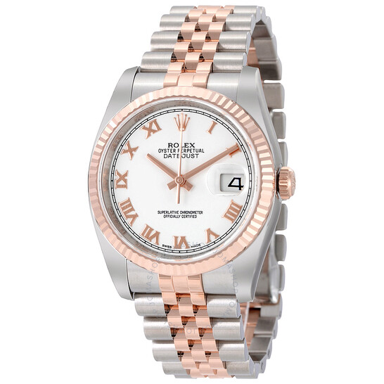 Rolex Oyster Perpetual Datejust 36 White Dial Stainless Steel and 18K Everose Gold Jubilee Bracelet Automatic Men’s Watch 116231WRJ