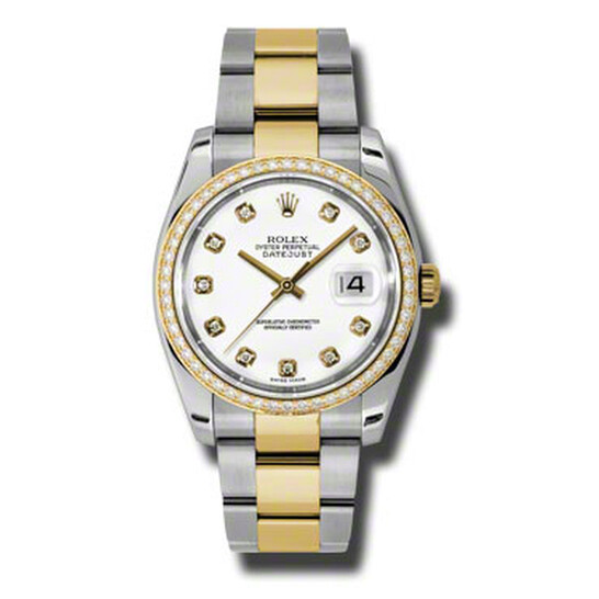 Rolex Oyster Perpetual Datejust 36 White Dial Stainless Steel and 18K Yellow Gold Bracelet Automatic Ladies Watch 116243WDO