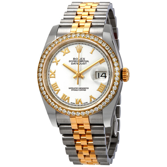 Rolex Oyster Perpetual Datejust 36 White Dial Stainless Steel and 18K Yellow Gold Jubilee Bracelet Automatic Ladies Watch 116243WRJ