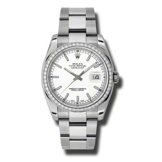 Rolex Oyster Perpetual Datejust 36 White Dial Stainless Steel Bracelet Automatic Ladies Watch 116244WSO