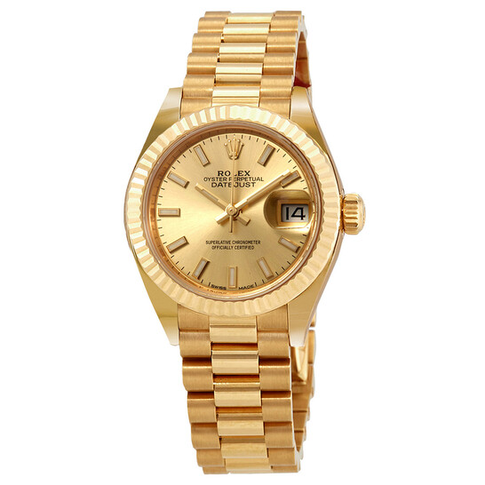 Rolex Oyster Perpetual Datejust Champagne Dial 18 Carat Yellow Gold President Automatic Men’s Watch