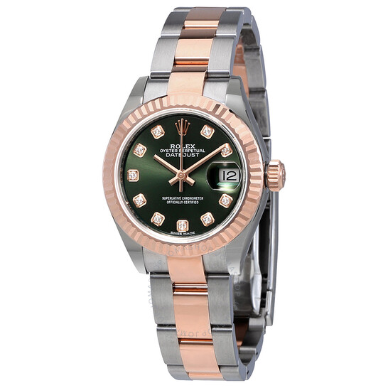 Rolex Oyster Perpetual Datejust Olive Green Diamond Dial Ladies Oyster Watch 279171ODO