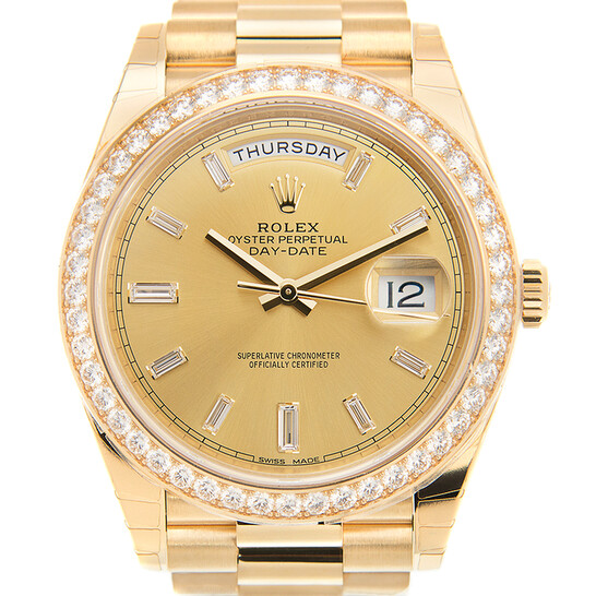 Rolex Oyster Perpetual Day-Date Champagne Diamond Dial 18K Yellow Gold Men’s Watch 228348CDP