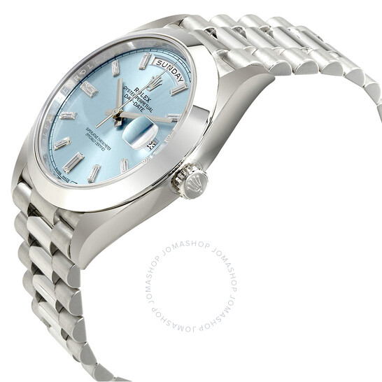 Rolex Oyster Perpetual Day-Date Ice Blue Baguette Dial Platinum President Automatic Men’s Watch 228206IBLDP