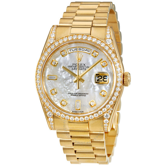 Rolex Oyster Perpetual Mother of Pearl Diamond 18K Yellow Gold Ladies Watch 118388MDP