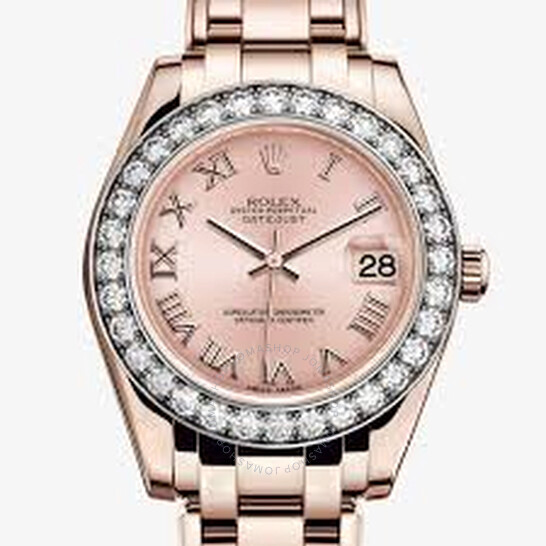 Rolex Pearlmaster 34 Automatic Diamond Pink Dial Ladies 18kt Everose Gold Watch 81285PKRPM