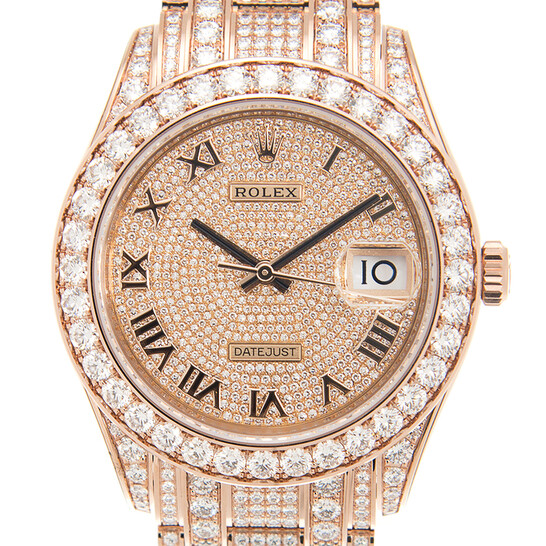 Rolex Pearlmaster 39 Men’s 18kt Everose Gold Pearlmaster Diamond Pave Watch 86405PAVEPM