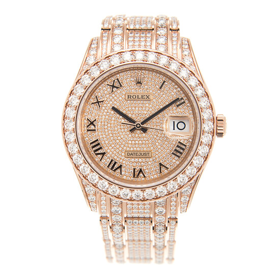 Rolex Pearlmaster 39 Men’s 18kt Everose Gold Pearlmaster Diamond Pave Watch 86405PAVEPM