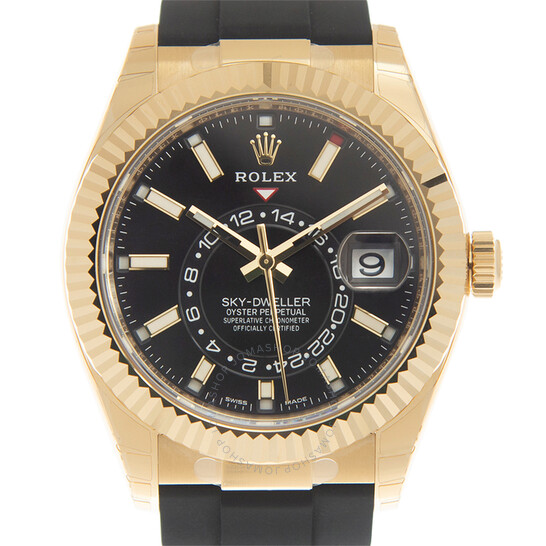 Rolex Sky-Dweller Automatic Chronometer 18 kt Yellow Gold Black Dial Men’s Watch 326238BKSR