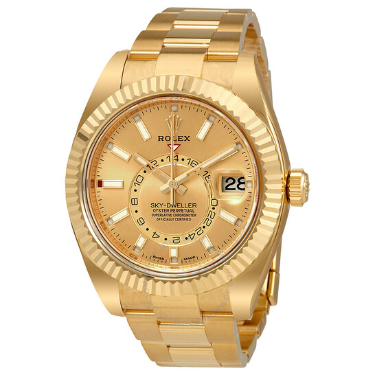 Rolex Sky-Dweller Champagne Dial Automatic Men’s 18kt Yellow Gold Oyster Watch 326938CSO