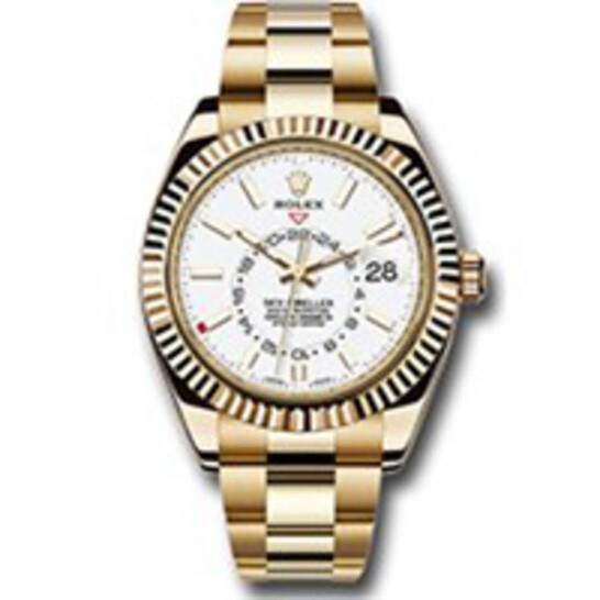 Rolex Sky-Dweller White Dial Automatic Men’s 18kt Yellow Gold Oyster Watch 326938WSO