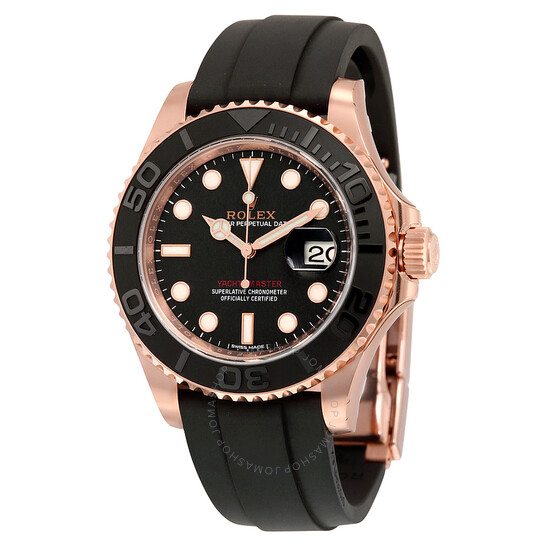 Rolex Yacht-Master Automatic Black Dial 18kt Everose Gold Black Rubber Strap Men’s Watch 116655BKSRS