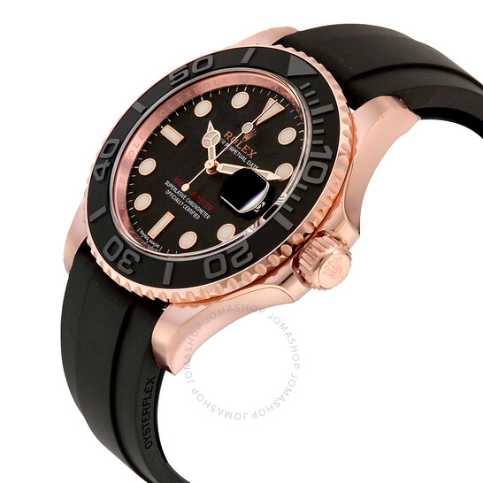 Rolex Yacht-Master Automatic Black Dial 18kt Everose Gold Black Rubber Strap Men’s Watch 116655BKSRS