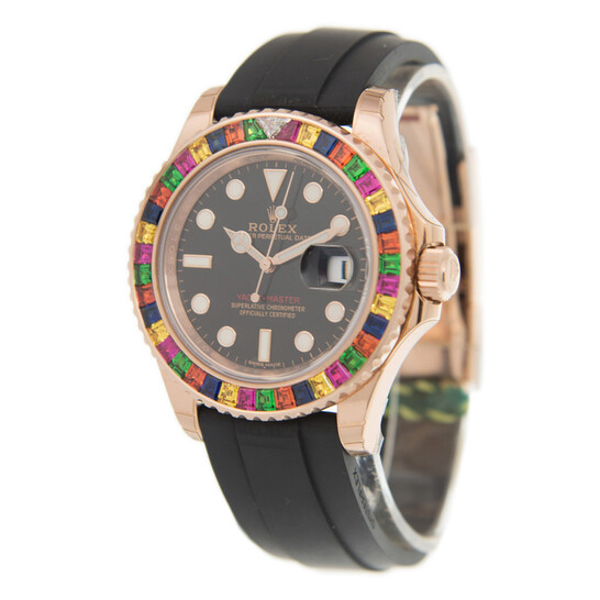 Rolex Yacht-Master Rainbow Sapphire Bezel “HARIBO” Black Dial Watch 116695BKSR