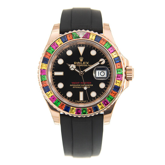 Rolex Yacht-Master Rainbow Sapphire Bezel “HARIBO” Black Dial Watch 116695BKSR