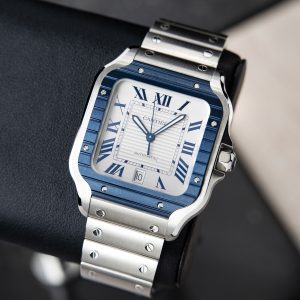 CARTIER Santos De Cartier UNWORN Large Blue PVD Bezel Steel Automatic WSSA0047