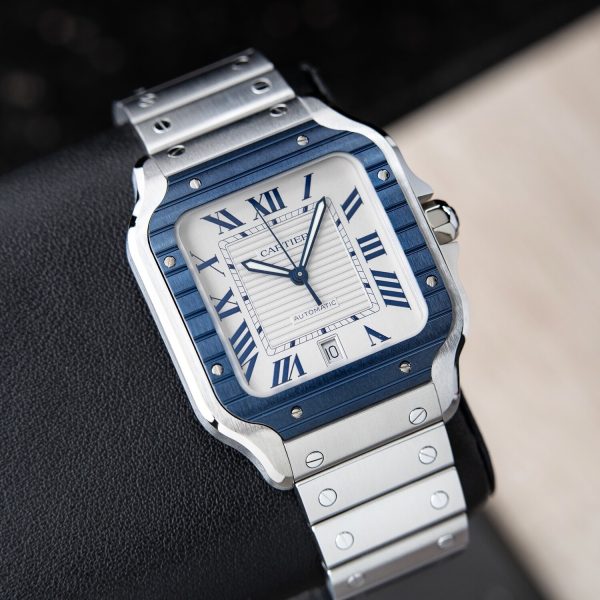 CARTIER Santos De Cartier UNWORN Large Blue PVD Bezel Steel Automatic WSSA0047