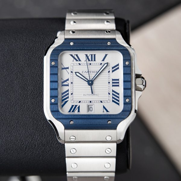 CARTIER Santos De Cartier UNWORN Large Blue PVD Bezel Steel Automatic WSSA0047