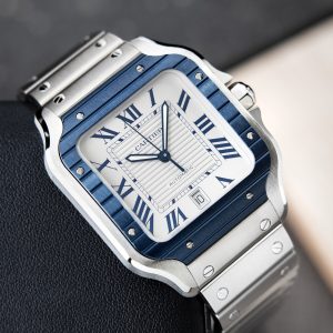 CARTIER Santos De Cartier UNWORN Large Blue PVD Bezel Steel Automatic WSSA0047