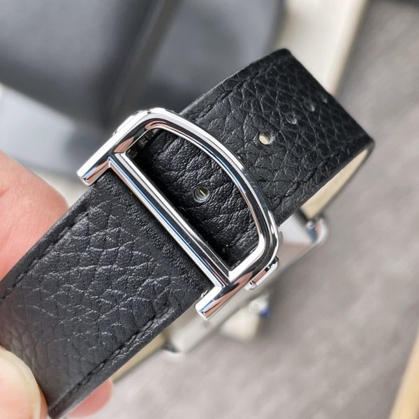 CARTIER Tank Must XL Automatic Steel Black Leather Silver Dial WSTA0040