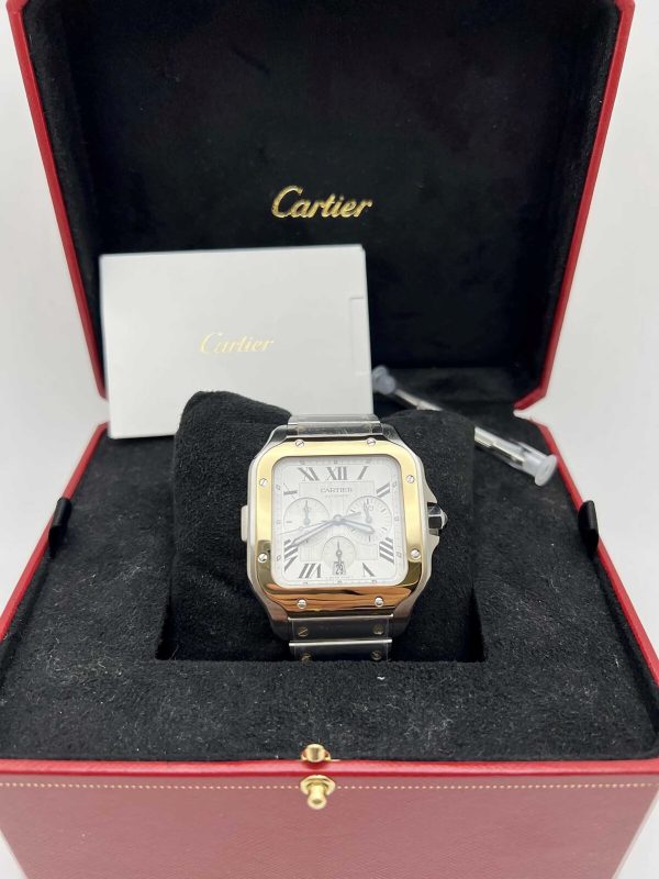 CARTIER Santos De Chronograph Automatic Silver Dial Men’s Watch Item No. w2sa0008