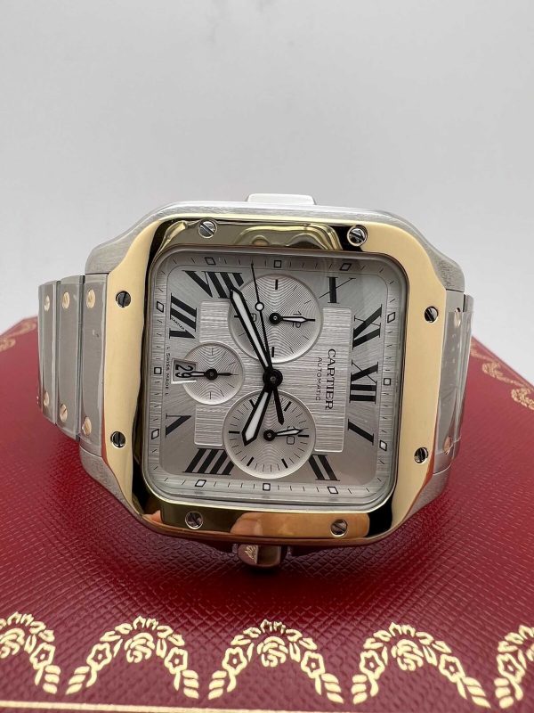 CARTIER Santos De Chronograph Automatic Silver Dial Men’s Watch Item No. w2sa0008