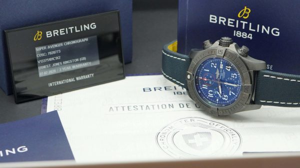 BREITLING Super Avenger Night Mission Chronograph Automatic Chronometer Blue Dial Men’s Watch