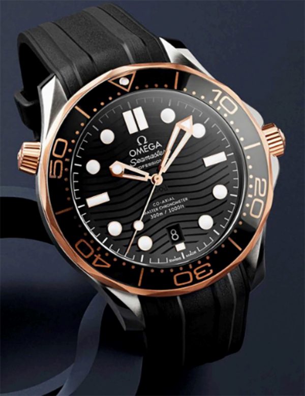 Omega Seamaster Automatic Steel & 18kt Sedna Gold Black Dial Men’s Watch 210.22.42.20.01.02