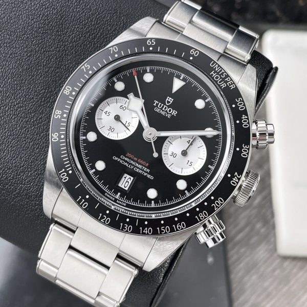 Tudor Black Bay Chrono Steel Bracelet Black Reverse Panda Dial